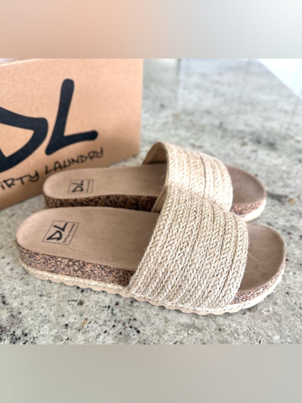Dirty Laundry "Diamond" Woven jute Slide Sandals NEW